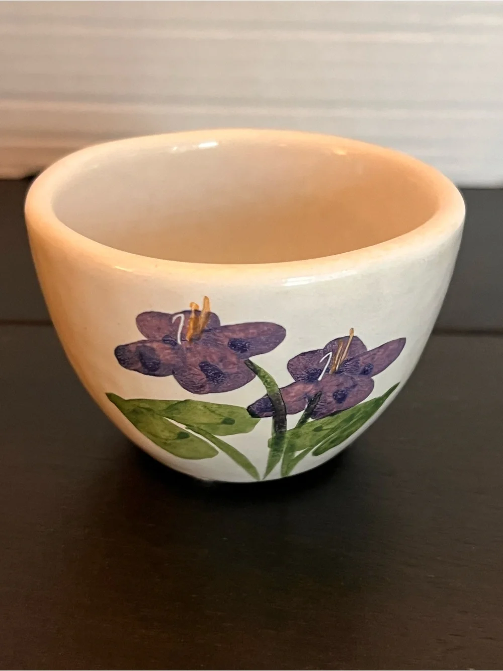 Decorative Ceramic Bowl with Purple Floral Motif